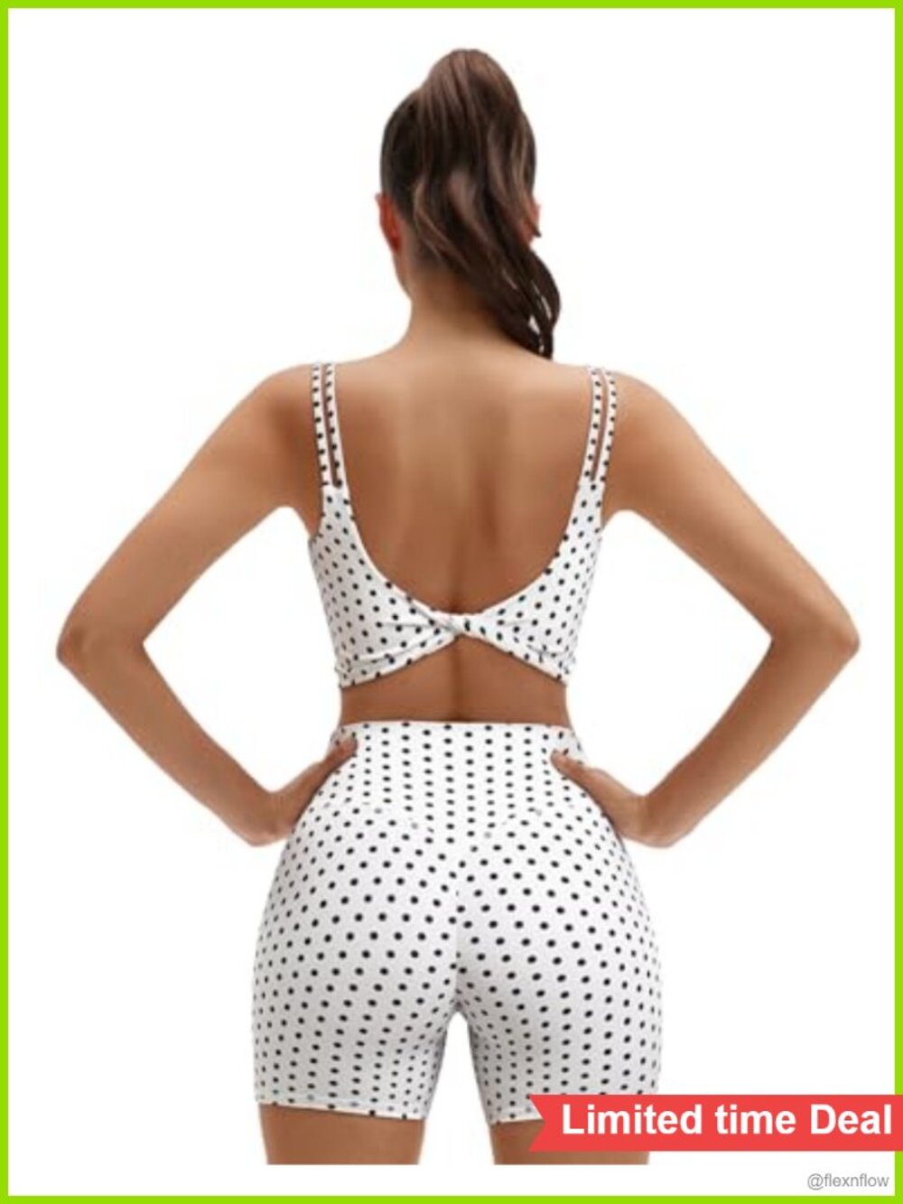 Two Piece Workout Set Nylon Elastane Twist Back Cami & Bike Shorts